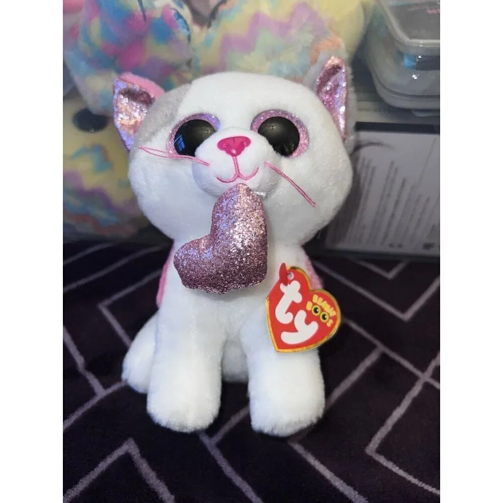 NWT TY Beanie Boos - MILENA the Valentine's Kitty Cat (Glitter Eyes) (6 inch)